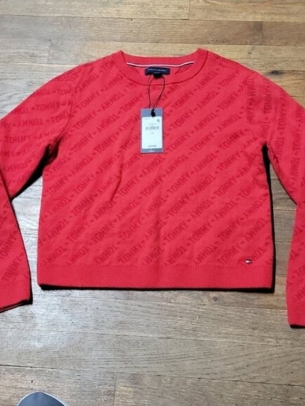 Tommy Hilfiger Girls Red Logo Crewneck Sweater Size L/G 12-14 NWT